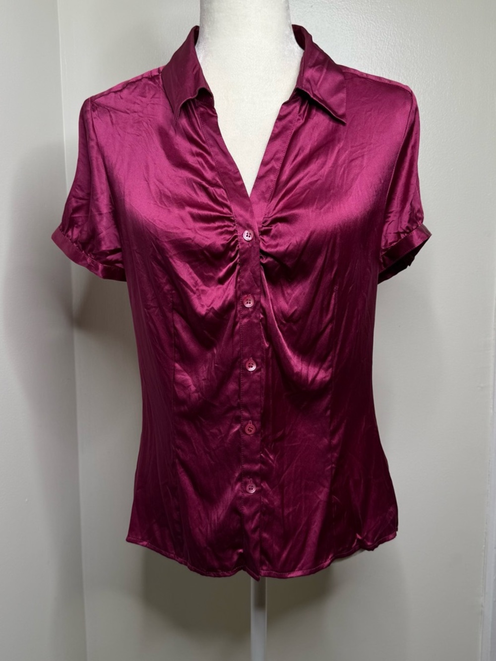 2000s The Limited Top Blouse Silk Women’s Fitted Size Medium Short Sleeve